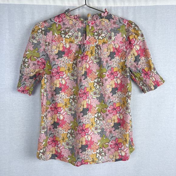 J. Crew Liberty Fabrics Top Women Small Puff Sleeve Mauvy Floral Spring Feminine - Picture 4 of 6